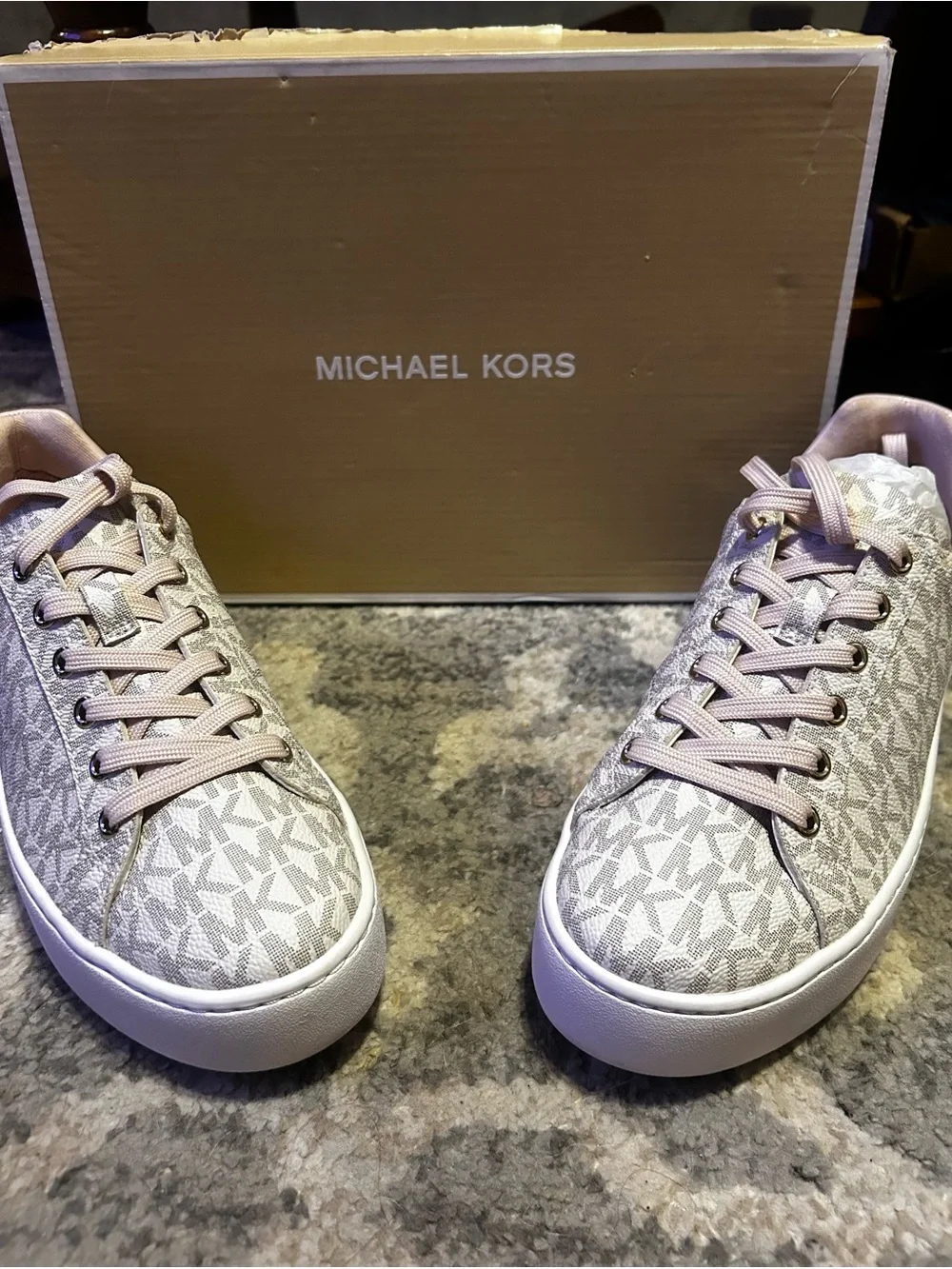 Michael Kors Poppy Mini MK Logo Sneakers Powder Blush Women’s Size 7
